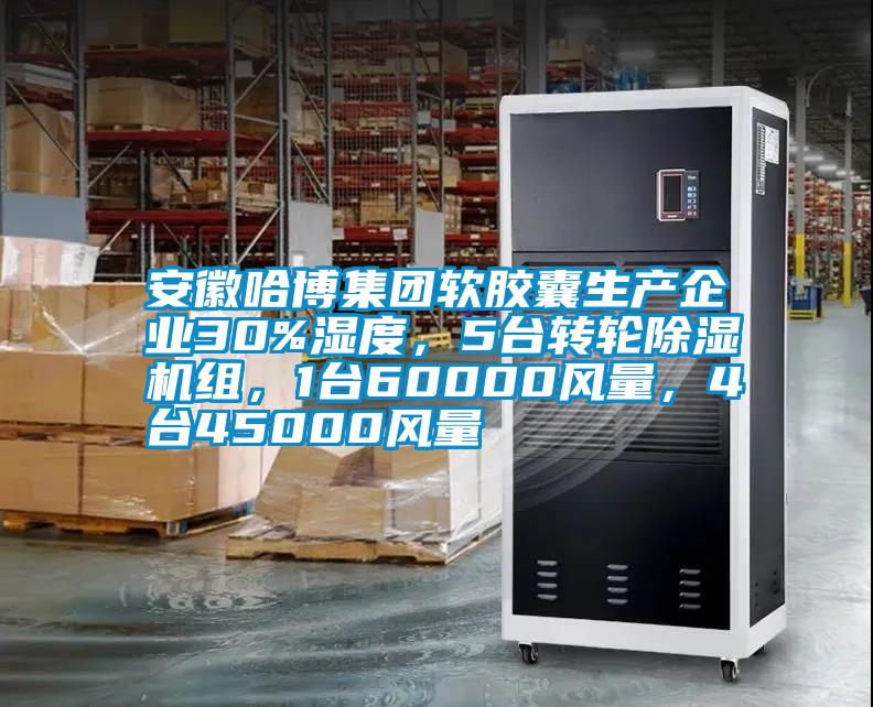 安徽哈博集團軟膠囊生產(chǎn)企業(yè)30%濕度，5臺轉輪除濕機組，1臺60000風(fēng)量，4臺45000風(fēng)量