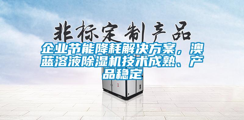 企業(yè)節能降耗解決方案，澳藍溶液除濕機技術(shù)成熟、產(chǎn)品穩定